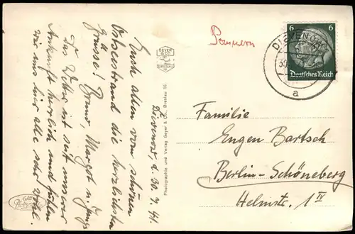 Postcard Berg Dievenow Dziwnów Strand 1944/1941