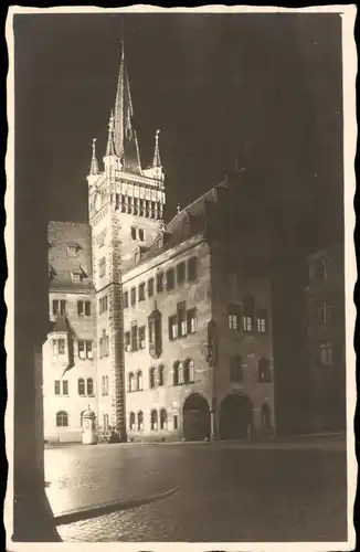Ansichtskarte Nürnberg Rathaus bei Nacht 1928