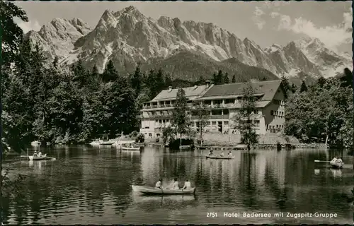 Ansichtskarte Grainau Hotel Badersee mit Zugspitz-Gruppe 1960