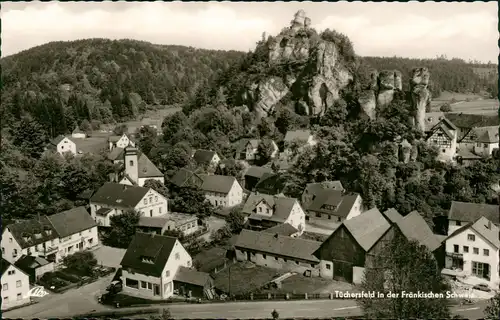 Tüchersfeld-Pottenstein Gasthof und Café Püttlachtal Panorama-Ansicht 1966