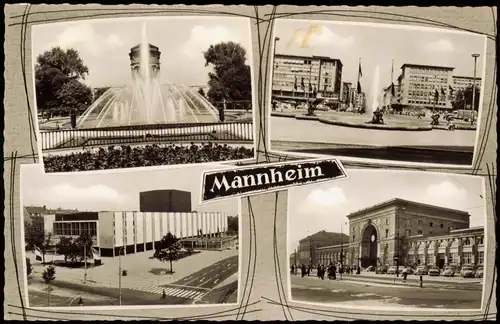 Ansichtskarte Mannheim Wasserturm, Friedrichsplatz, Bahnhof 1958