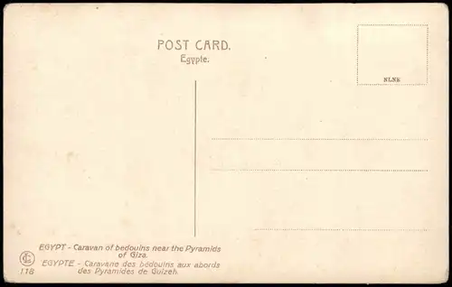 Giseh Gizeh الجيزة EGYPT Caravan of bedouins near the Pyramids of Giza. 1920