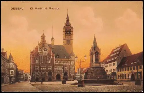 Ansichtskarte Dessau-Dessau-Roßlau Kleiner Markt mit Rathaus 1910