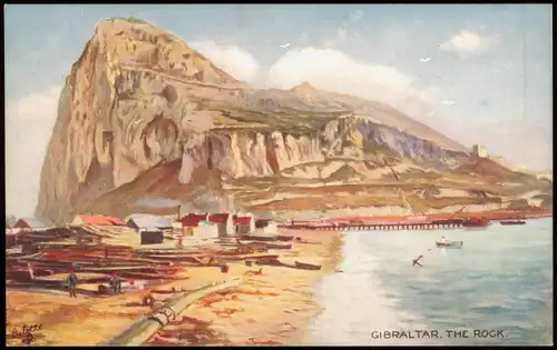 Gibraltar Panorama mit dem Felsen (The Rock) Künstlerkarte 1910