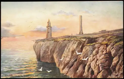 Postcard Gibraltar GIBRALTAR LIGHTHOUSE (Leuchtturm) Künstlerkarte 1910