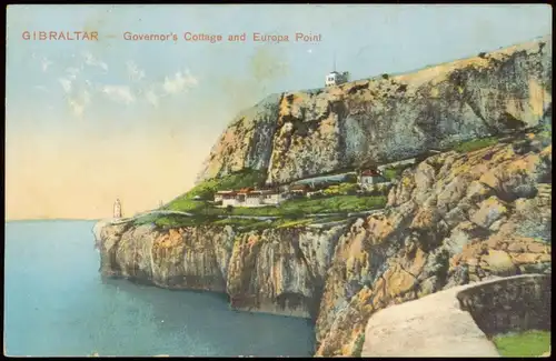 Postcard Gibraltar Governor's Cottage and Europa Point 1910
