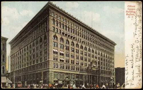 Postcard Buffalo Ellicott Square Building, City View 1907