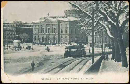 Genf Genève LA PLACE NEUVE EN HIVER Château de Pékin Champanger 1906