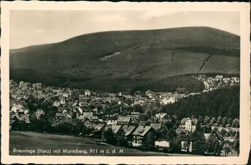 Braunlage Panorama-Ansicht Braunlage (Harz) mit Wurmberg, 971 m ü. d. M. 1952