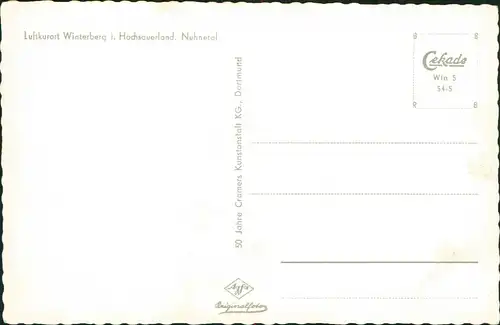 Winterberg Luftkurort Hochsauerland, Nuhnetal Panorama-Ansicht 1954