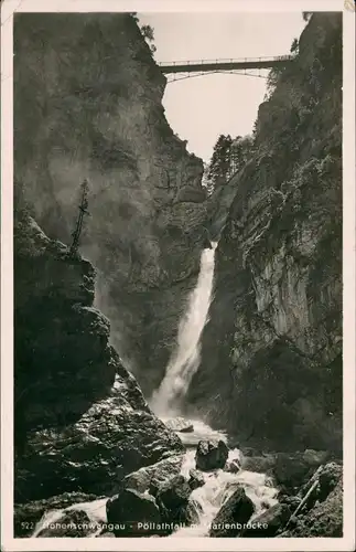 Ansichtskarte Schwangau Pöllathfall mit Marienbrücke 1936
