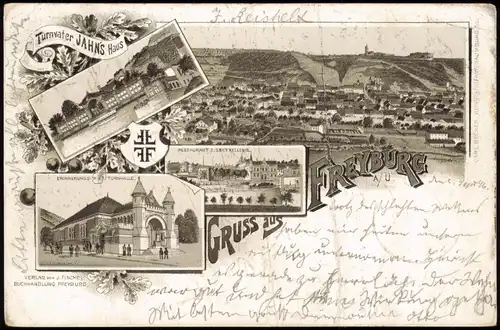 Litho AK Freyburg (Unstrut) Restaurant, Turnhalle, Stadt Gruss aus 1896