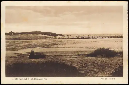 Postcard Berg Dievenow Dziwnów Ost - An der Mole 1924