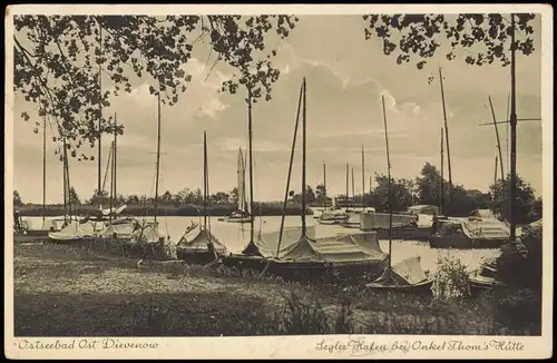 Postcard Berg Dievenow Dziwnów Segler Hafen bei Onkel Thom's Hütte 1938