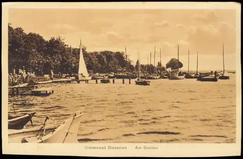 Postcard Berg Dievenow Dziwnów Segelboote am Bodden 1922