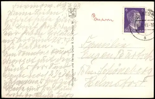 Postcard Berg Dievenow Dziwnów Kurpark mit Freilichtbühne 1935/1943