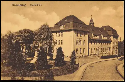 Postcard Dramburg Drawsko Pomorskie Stadtschule 1923