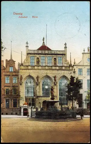 Postcard Danzig Gdańsk/Gduńsk Artushof Börse 1916  gel. Feldpost