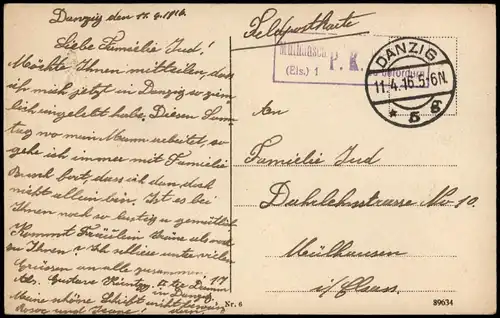 Postcard Danzig Gdańsk/Gduńsk Artushof Börse 1916  gel. Feldpost