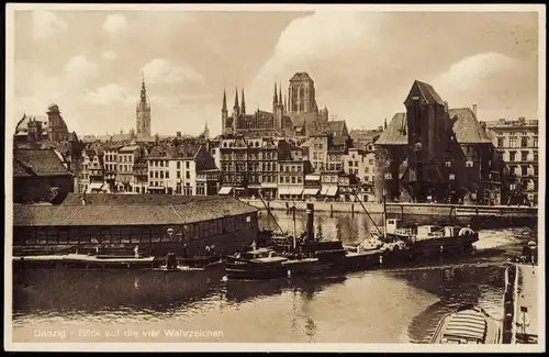 Danzig Gdańsk/Gduńsk Blick auf die vier Wahrzeichen - Dampfer 1930