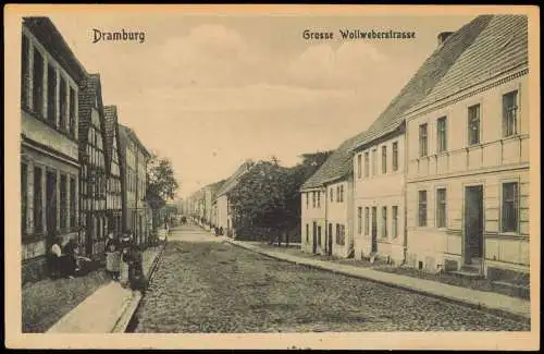 Postcard Dramburg Drawsko Pomorskie Grosse Wollweberstrasse Pommern 1920
