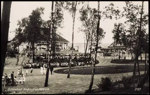 Postcard Bauerhufen-Großmöllen Chłopy Mielno kurpark, Restaurant 1928