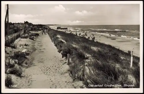 Postcard Großmöllen Mielno Strand. RESTAURANT 1934