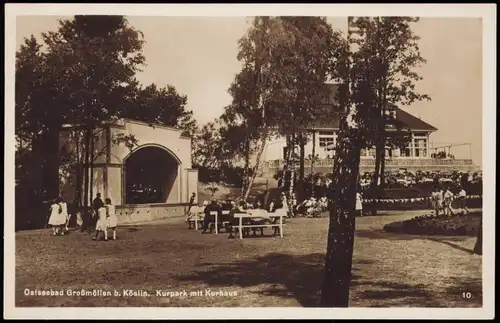 Postcard Großmöllen Mielno b. Köslin. Kurpark mit Kurhaus 1929