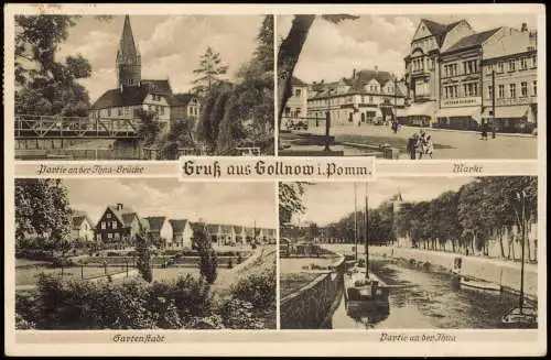 Gollnow Goleniów 4 Bild: Markt, Gartenstadt, Ihna b. Stettin 1943