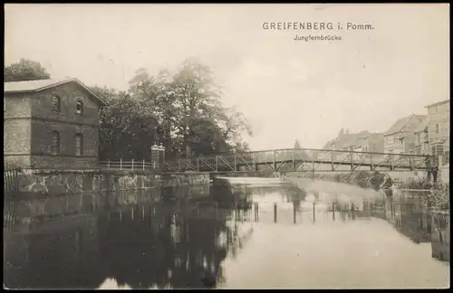 Postcard Greifenberg Gryfice Jungfernbrücke 1908