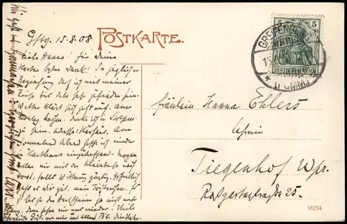 Postcard Greifenberg Gryfice Jungfernbrücke 1908