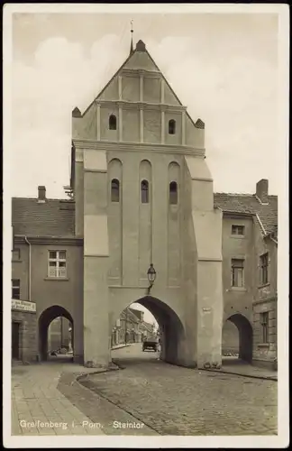 Postcard Greifenberg Gryfice Straßenpartie - Steintor 1929