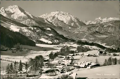 Ansichtskarte Oberau (Oberbayern) Watzmann und Stadt im Winter 1961