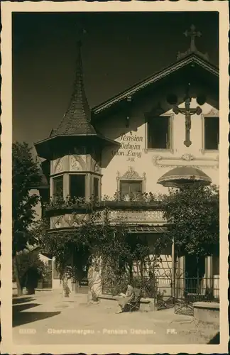 Ansichtskarte Oberammergau Pension Daheim bei Nacht 1952