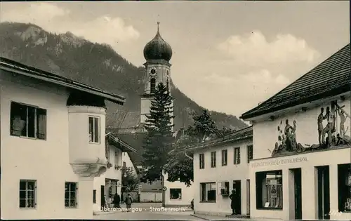 Ansichtskarte Oberammergau Straßenmotiv, Geschäft 1970