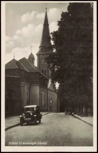 Ansichtskarte Soltau Straßenpartie an der Kirche 1940