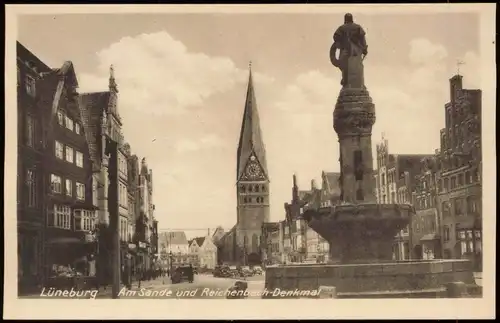 Ansichtskarte Lüneburg Am Sande und Reichenbach-Denkmal 1942