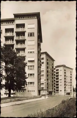 Ansichtskarte Gießen Straßenpartie, Hochhäuser 1958