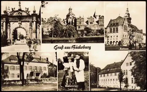 Ansichtskarte Bückeburg Rathaus, Tracht, Schloß MB 1958