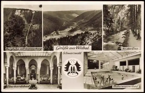 Bad Wildbad Bergbahn mit Sommerberg, Eberhardsbahn, Unterwasserbad 1966