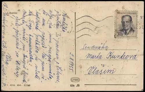 Postcard Reichenberg Liberec Totale 1955