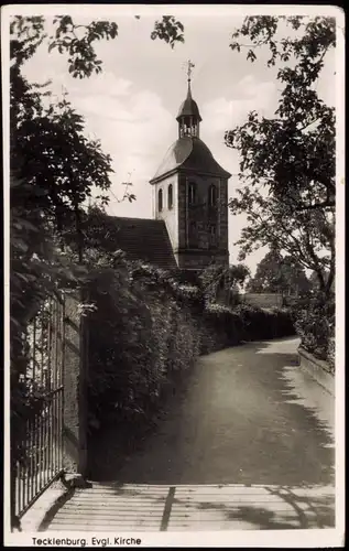 Ansichtskarte Tecklenburg Straßenpartie, ev. Kirche 1953