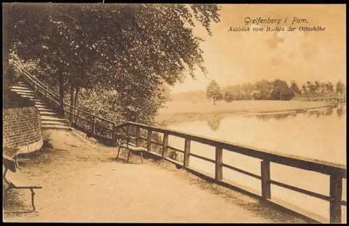 Postcard Greifenberg Gryfice Ausblick vom Balkon der Ottoshöhe 1912