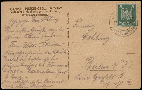 Henkenhagen Ustronie Morskie DÜNENHOTEL - Gastraum Kr. Kolberg Körlin 1925