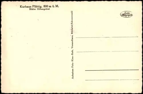 Ansichtskarte Bühl (Baden) Kurhaus Plättig, 800 m ü. M. 1938