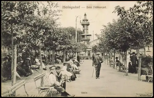 Heringsdorf Usedom  Frühkonzert - Aussichtsturm 1916  gel. Bahnpoststempel