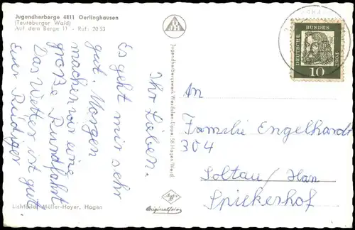 Ansichtskarte Oerlinghausen Jugendherberge Teutoburger Wald 1962