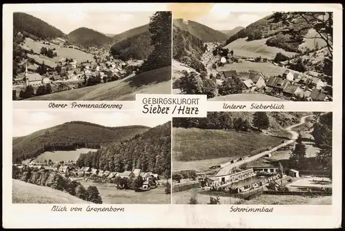 Ansichtskarte Sieber (Herzberg am Harz) MB: Stadtansichten Schwimmbad 1953