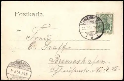 Postcard Finkenwalde-Stettin Zdroje Szczecin Cafe Stettin - Pommern 1904