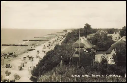 Postcard Horst-Seebad Niechorze Fischerhäuser am Strand Pommern 1935